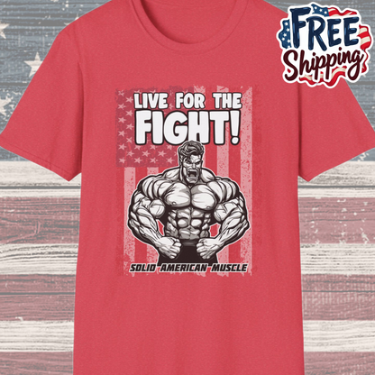 Solid American Muscle - Live for the Fight - USA Flag T-Shirt