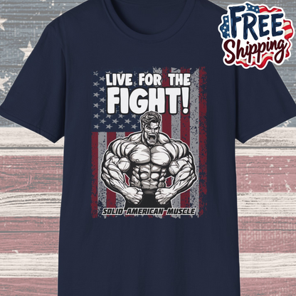 Solid American Muscle - Live for the Fight - USA Flag T-Shirt
