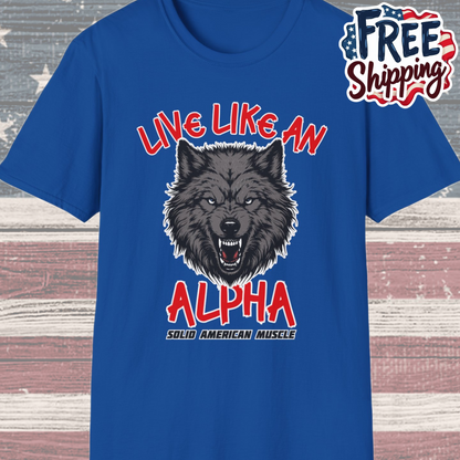 Solid American Muscle - Live Like an Alpha - Gray Wolf T-Shirt