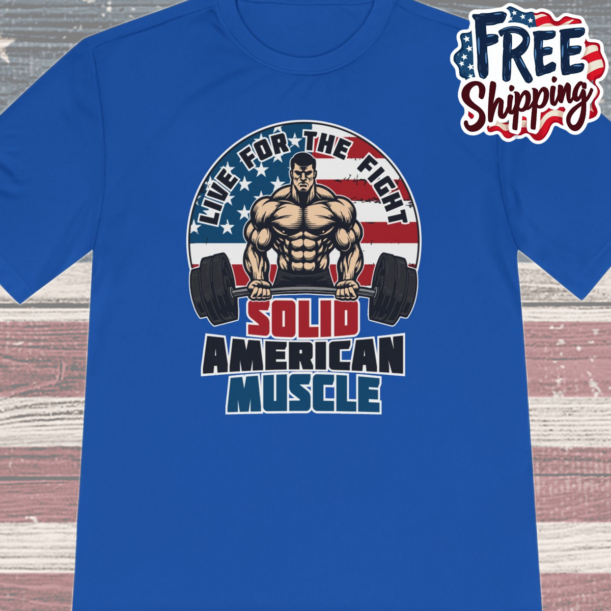 Solid American Muscle - Live for the Fight - Logo Moisture Wicking T-Shirt