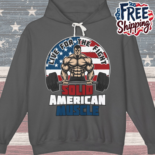Solid American Muscle - Live for the Fight - Logo - Gym Hoodie / Pullover