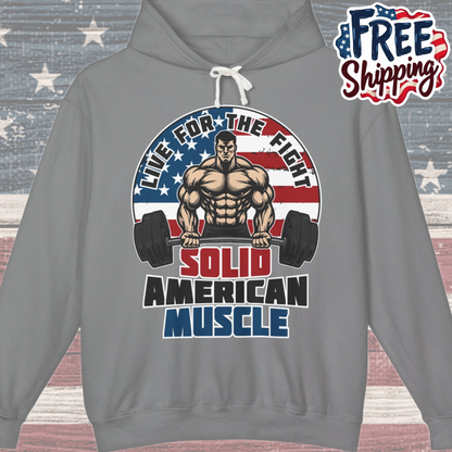 Solid American Muscle - Live for the Fight - Logo - Gym Hoodie / Pullover