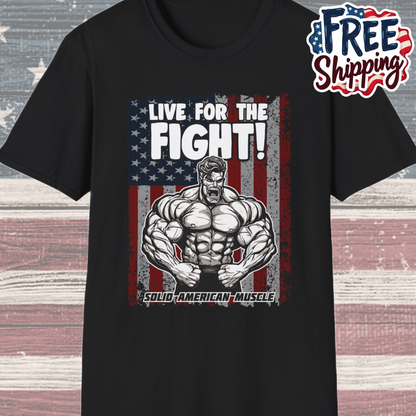 Solid American Muscle - Live for the Fight - USA Flag T-Shirt