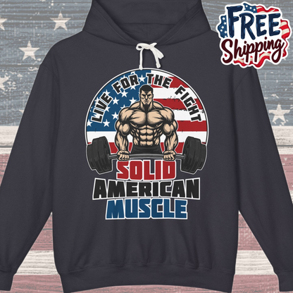 Solid American Muscle - Live for the Fight - Logo - Gym Hoodie / Pullover