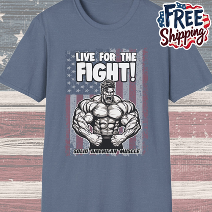 Solid American Muscle - Live for the Fight - USA Flag T-Shirt