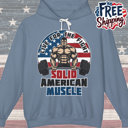 Solid American Muscle - Live for the Fight - Logo - Gym Hoodie / Pullover