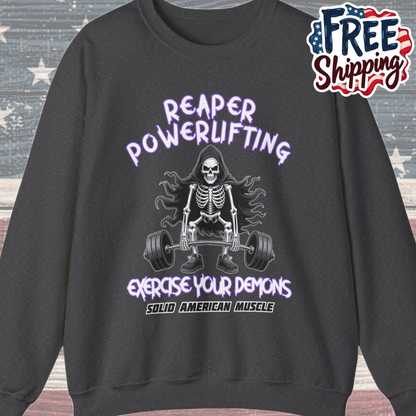 Solid American Muscle - Reaper Powerlifting - Halloween Grim Reaper Gym Sweatshirt