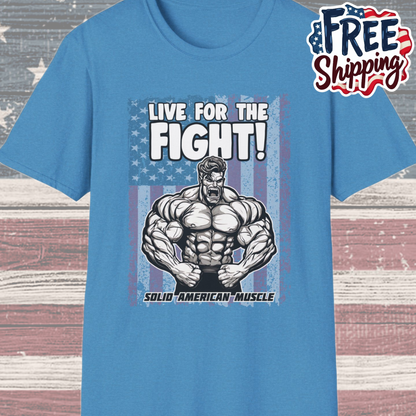 Solid American Muscle - Live for the Fight - USA Flag T-Shirt