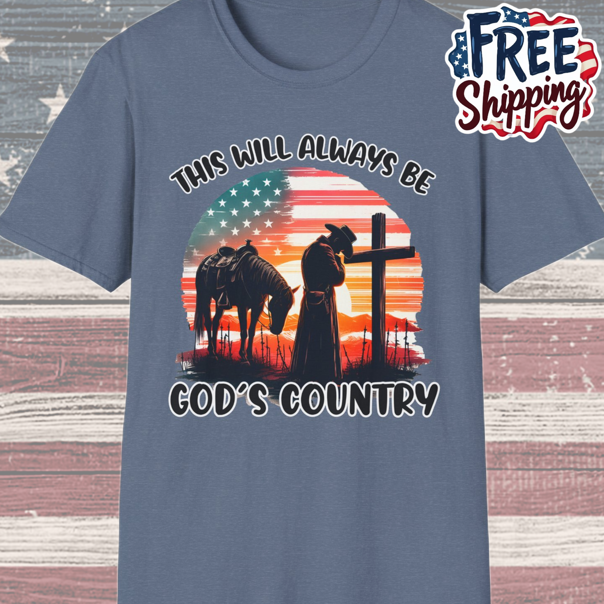 Patriot Collection - God's Country - Western Cross - T-Shirt