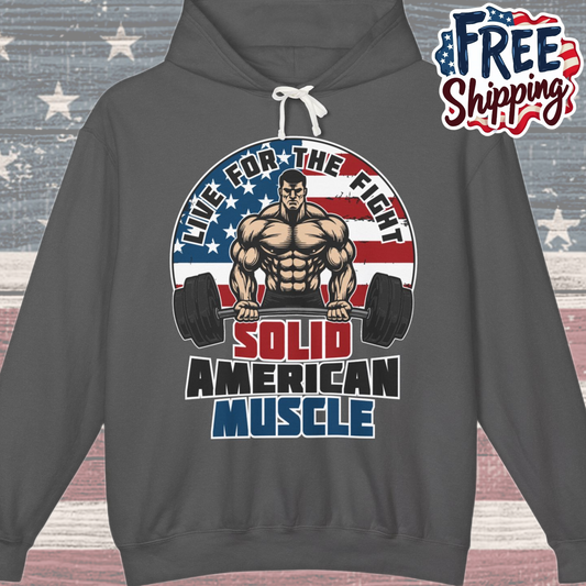 Solid American Muscle - Live for the Fight - Logo - Gym Hoodie / Pullover