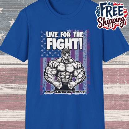 Solid American Muscle - Live for the Fight - USA Flag T-Shirt