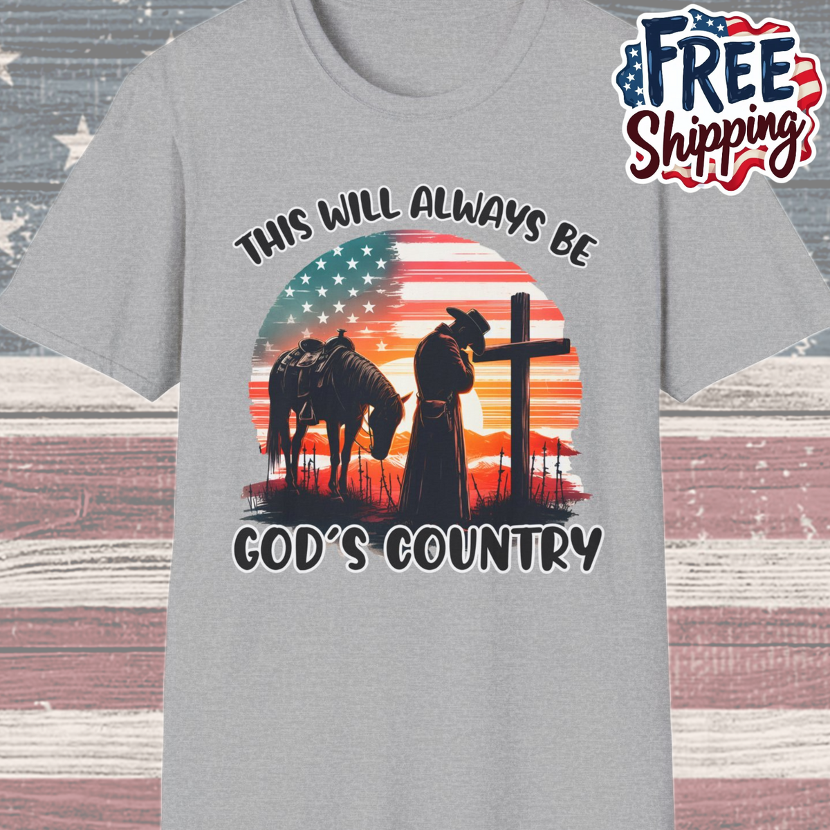 Patriot Collection - God's Country - Western Cross - T-Shirt