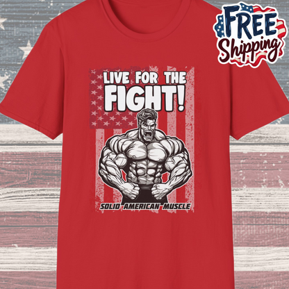 Solid American Muscle - Live for the Fight - USA Flag T-Shirt