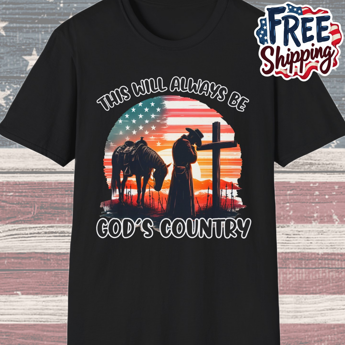 Patriot Collection - God's Country - Western Cross - T-Shirt
