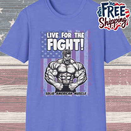 Solid American Muscle - Live for the Fight - USA Flag T-Shirt
