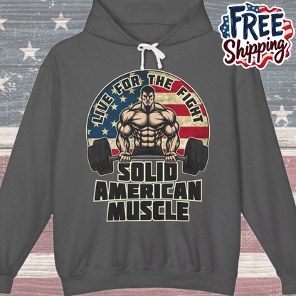 Solid American Muscle - Live for the Fight - Rustic Logo - Gym Hoodie / Pullover