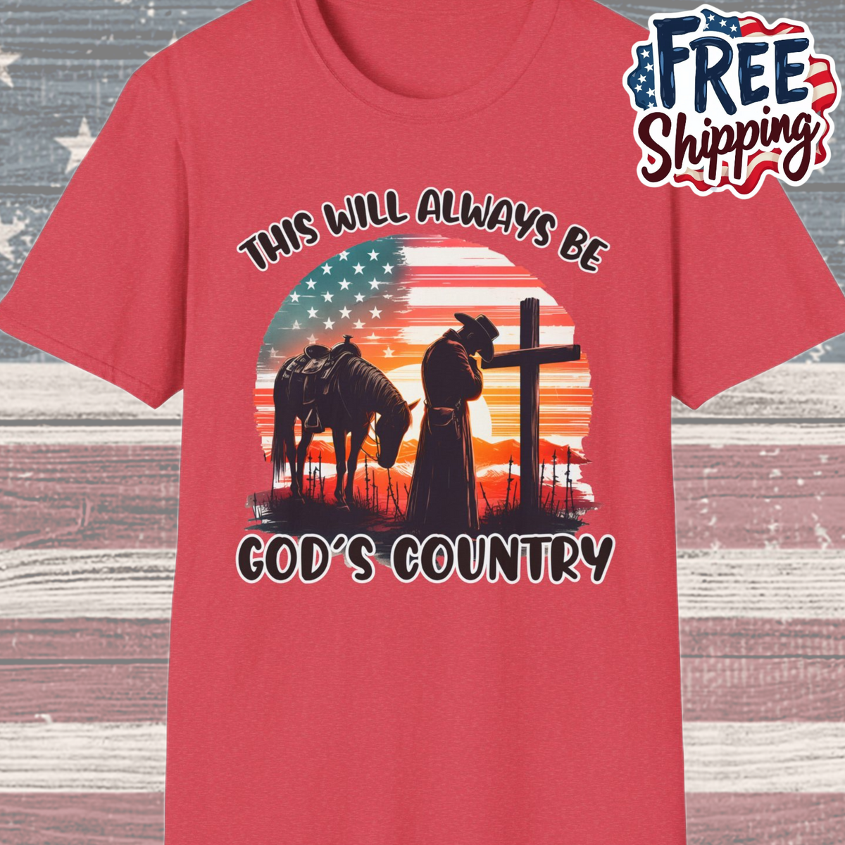 Patriot Collection - God's Country - Western Cross - T-Shirt