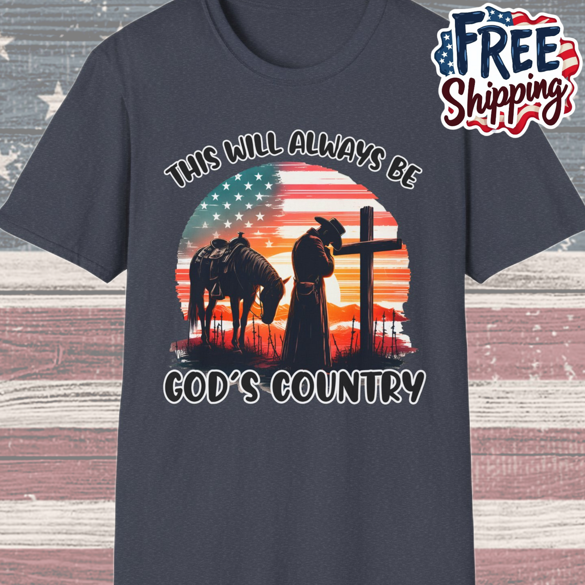 Patriot Collection - God's Country - Western Cross - T-Shirt
