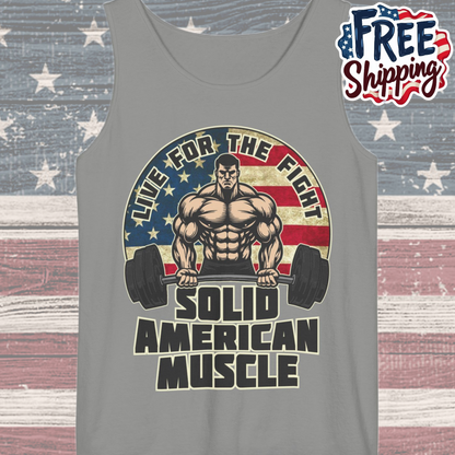 Solid American Muscle - Live for the Fight - Rustic Logo - Tank Top