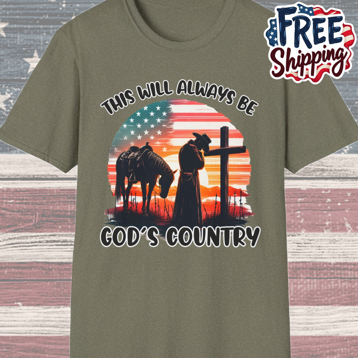 Patriot Collection - God's Country - Western Cross - T-Shirt