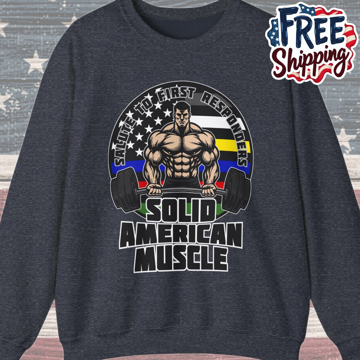 Solid American Muscle - Salute to First Responders - Logo T-Shirt