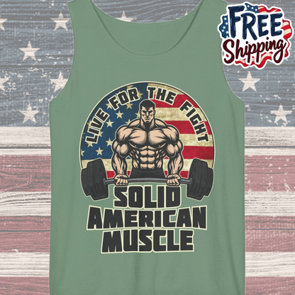 Solid American Muscle - Live for the Fight - Rustic Logo - Tank Top