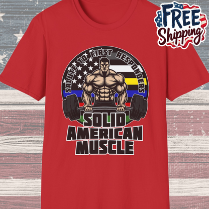 Solid American Muscle - Salute to First Responders - Logo T-Shirt