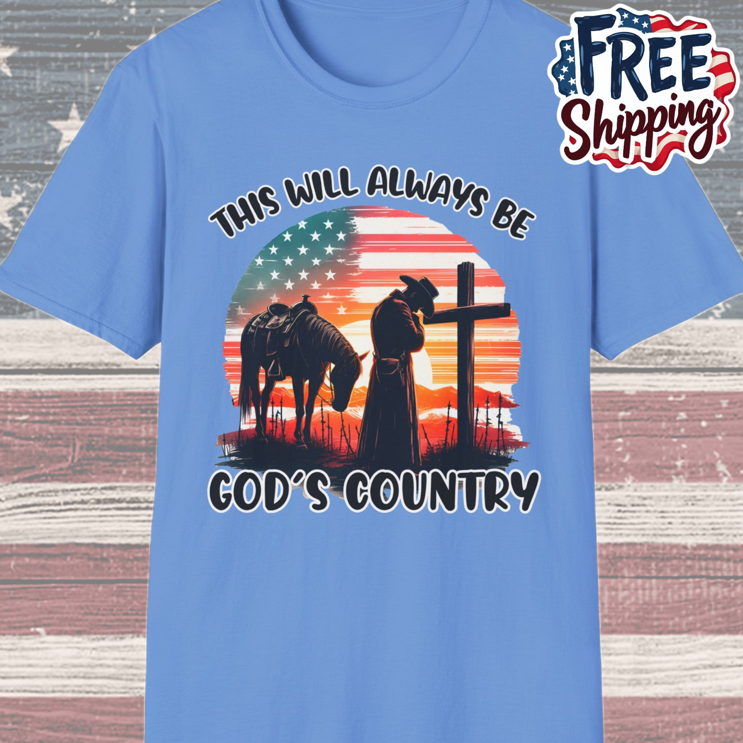 Patriot Collection - God's Country - Western Cross - T-Shirt