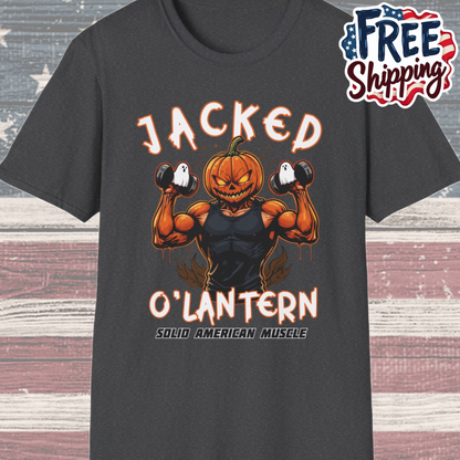 Solid American Muscle - Jacked O'Latern - Halloween Pumpkin Gym T-Shirt