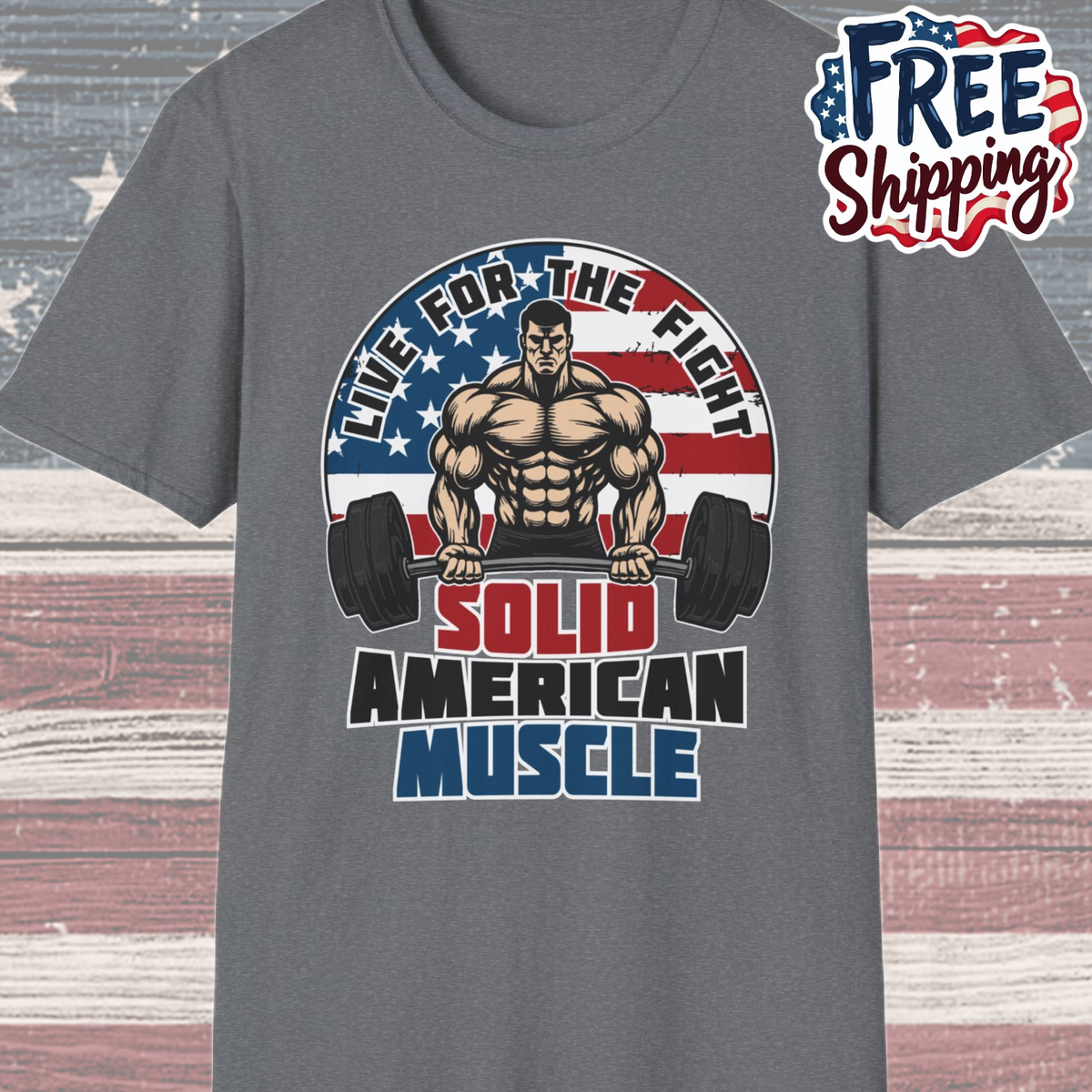 Solid American Muscle - Live for the Fight - Logo T-Shirt