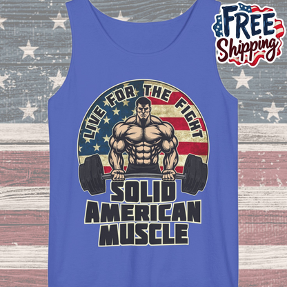 Solid American Muscle - Live for the Fight - Rustic Logo - Tank Top