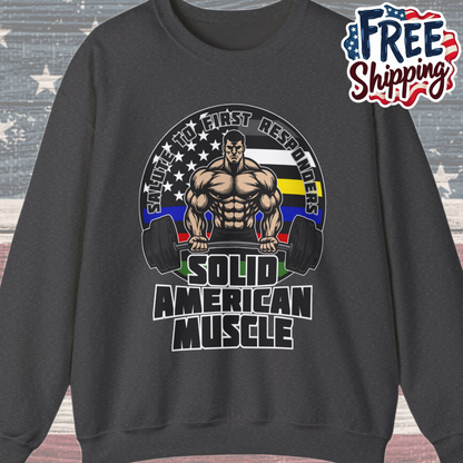 Solid American Muscle - Salute to First Responders - Logo T-Shirt