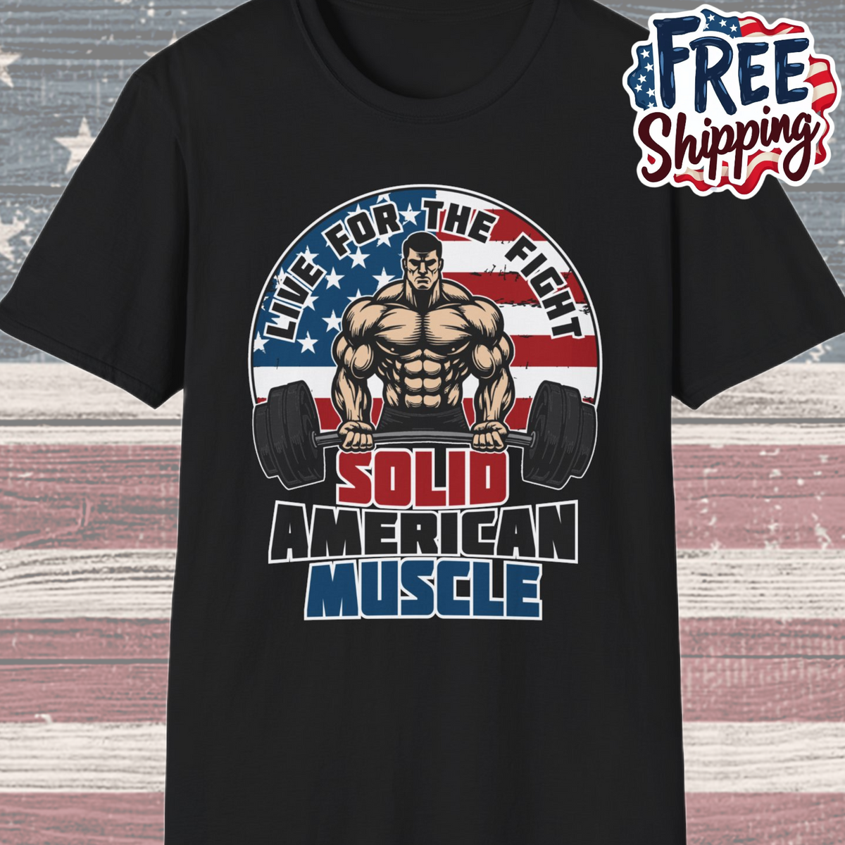 Solid American Muscle - Live for the Fight - Logo T-Shirt