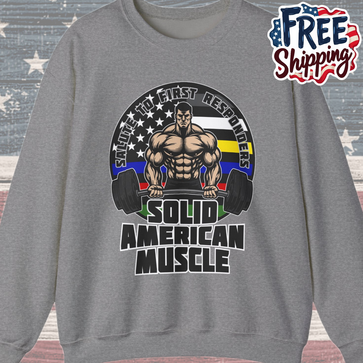 Solid American Muscle - Salute to First Responders - Logo T-Shirt