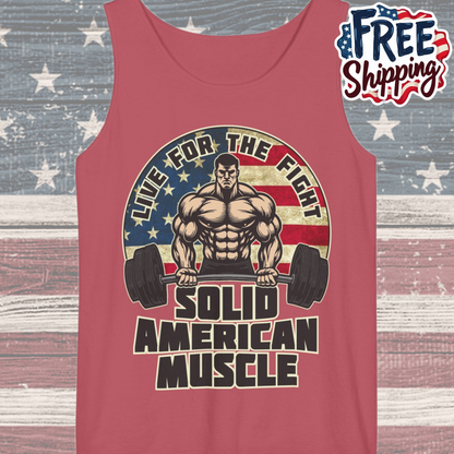 Solid American Muscle - Live for the Fight - Rustic Logo - Tank Top