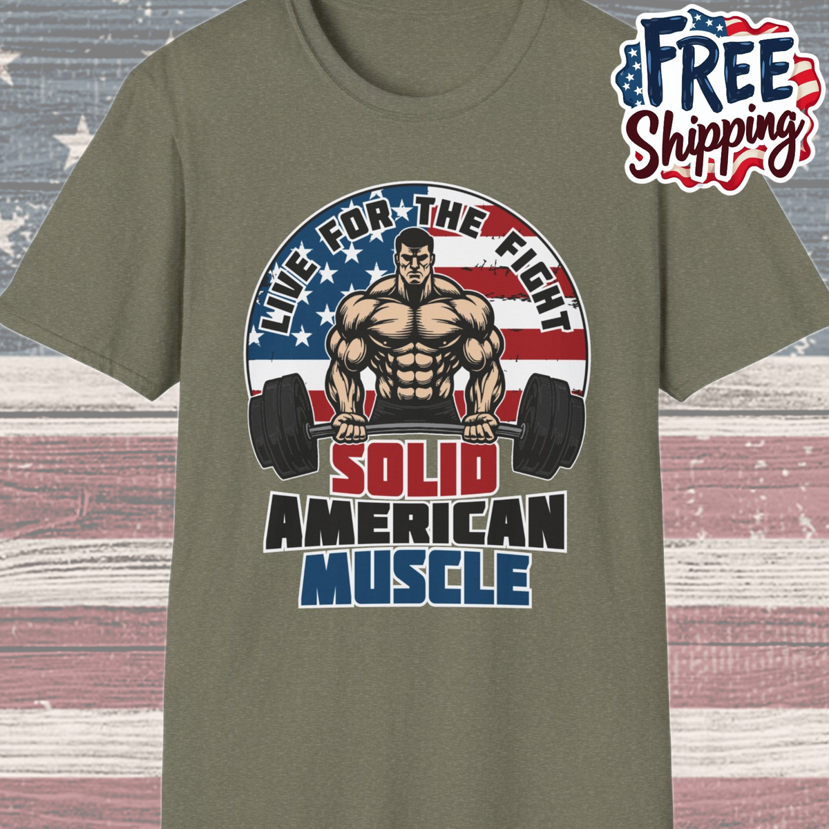 Solid American Muscle - Live for the Fight - Logo T-Shirt