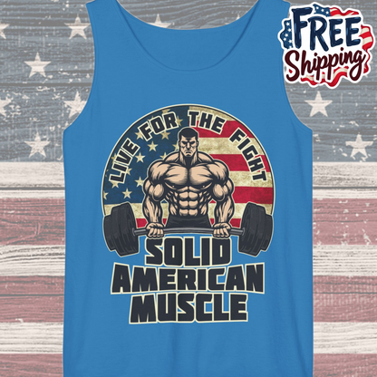 Solid American Muscle - Live for the Fight - Rustic Logo - Tank Top