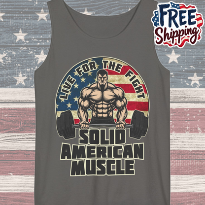 Solid American Muscle - Live for the Fight - Rustic Logo - Tank Top