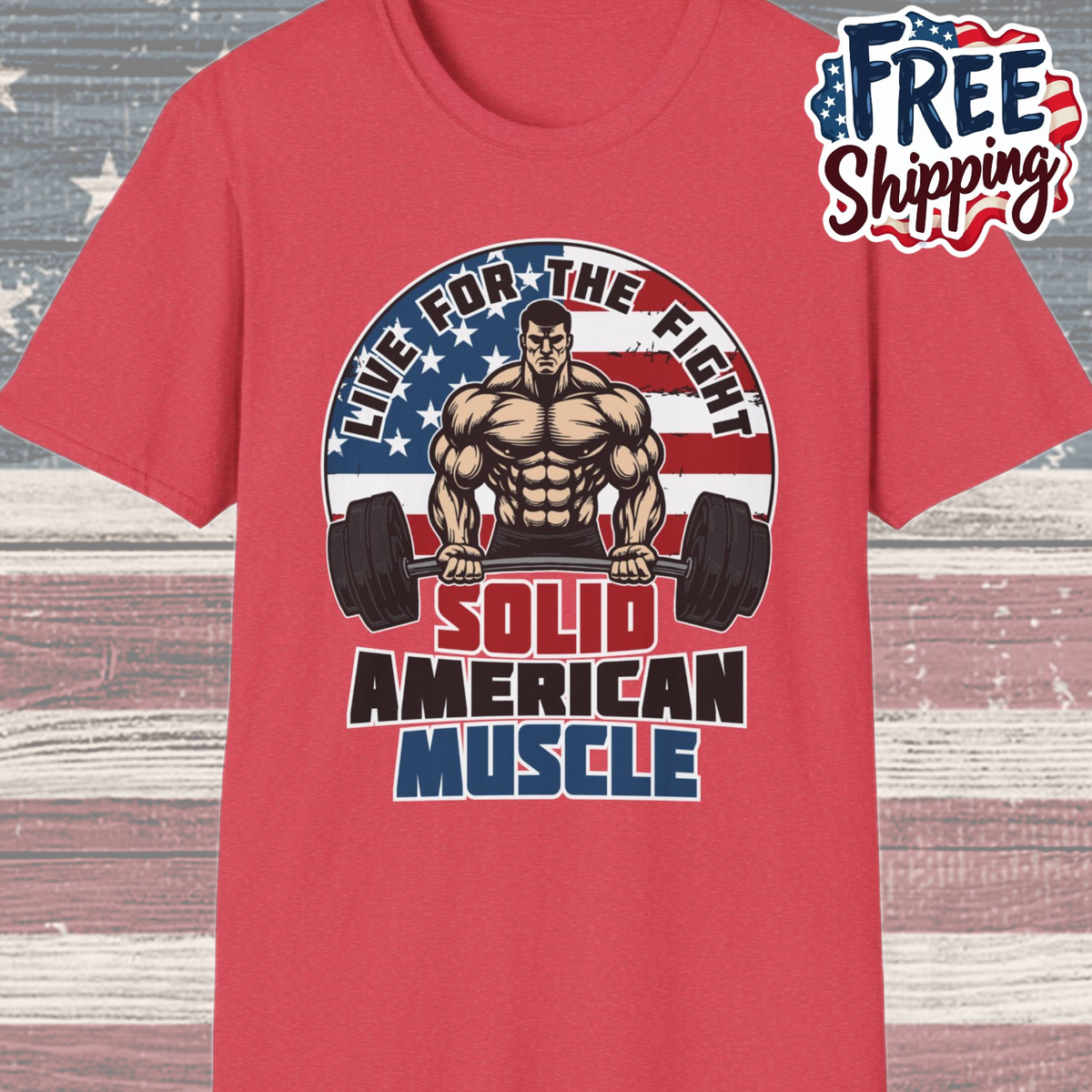Solid American Muscle - Live for the Fight - Logo T-Shirt