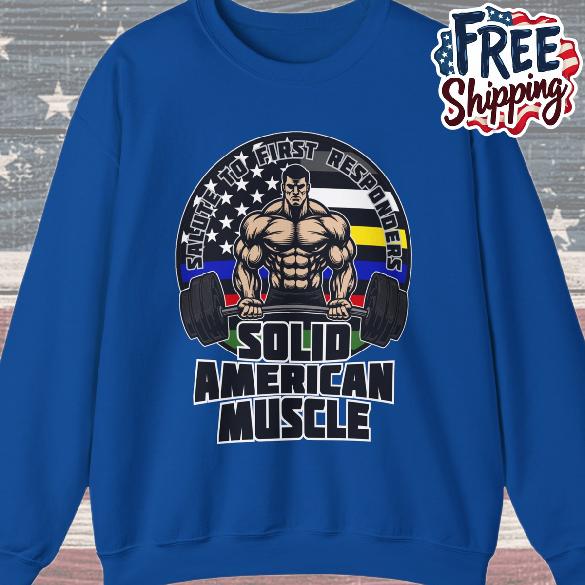 Solid American Muscle - Salute to First Responders - Logo T-Shirt
