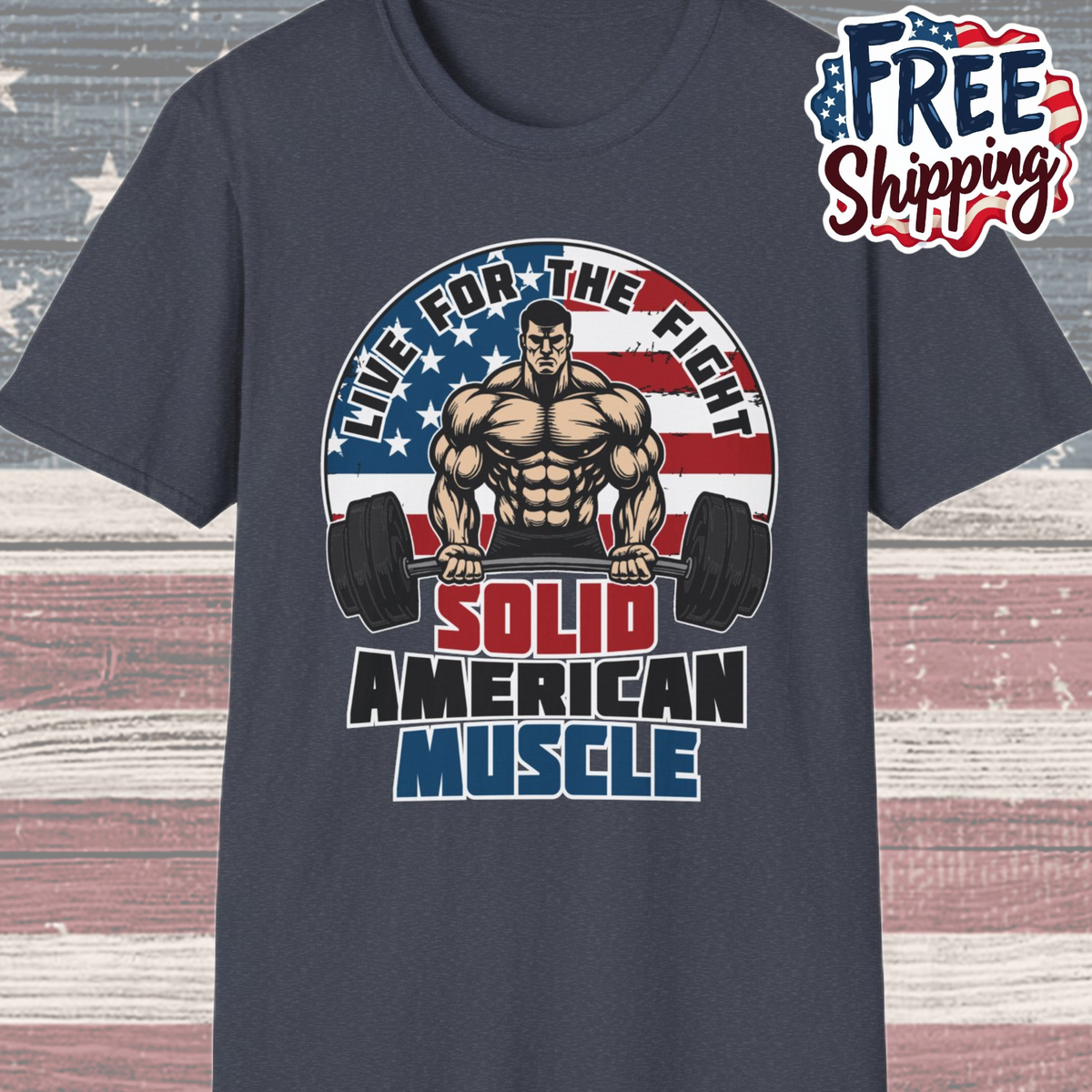 Solid American Muscle - Live for the Fight - Logo T-Shirt