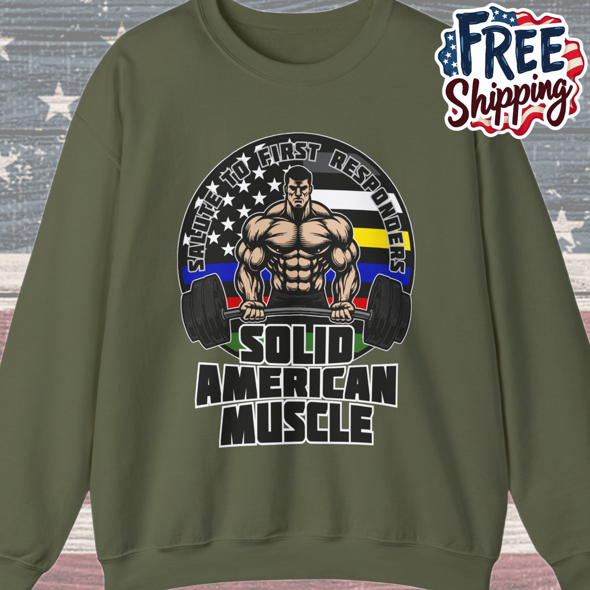 Solid American Muscle - Salute to First Responders - Logo T-Shirt