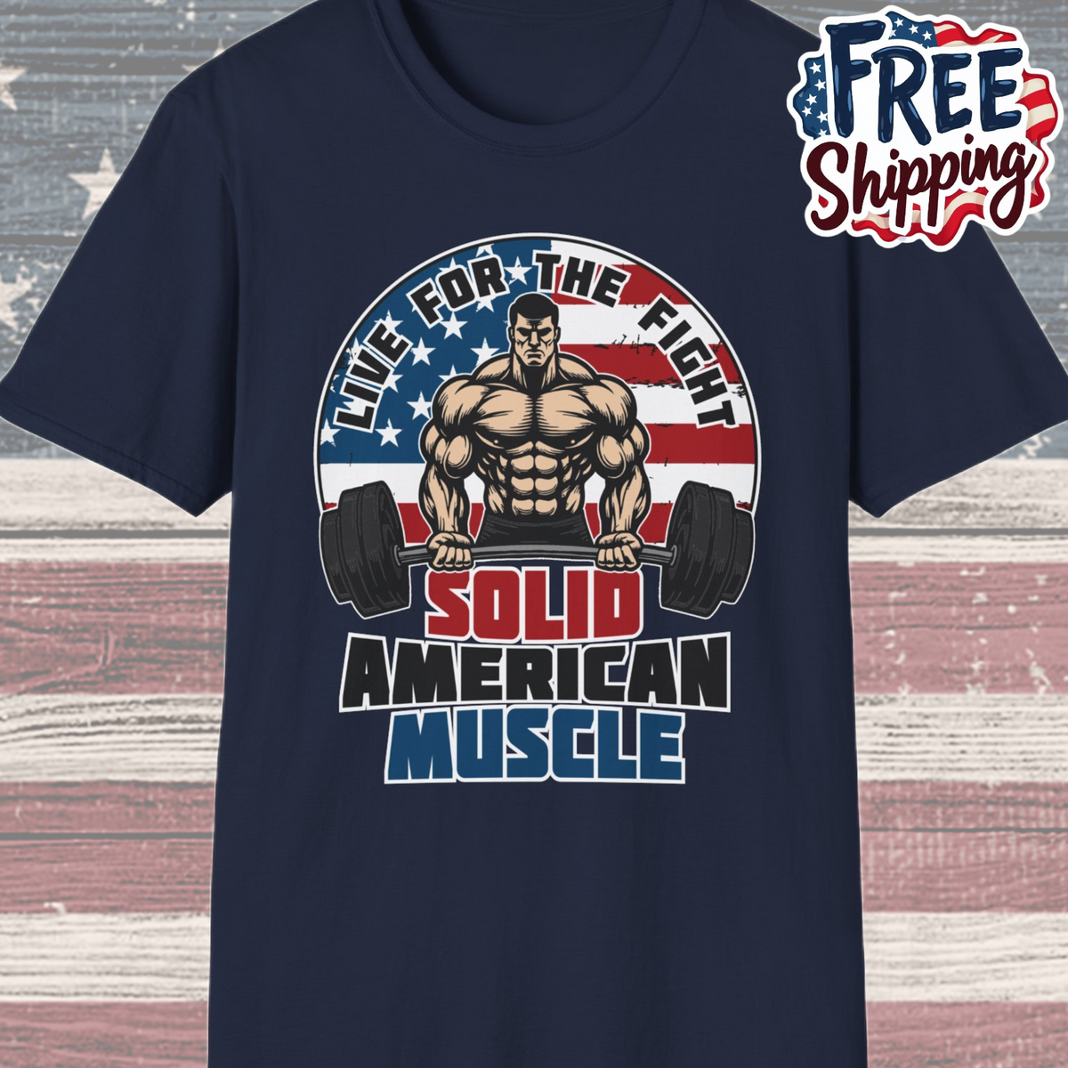 Solid American Muscle - Live for the Fight - Logo T-Shirt