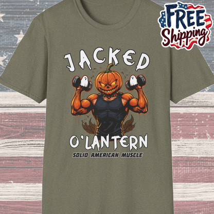 Solid American Muscle - Jacked O'Latern - Halloween Pumpkin Gym T-Shirt
