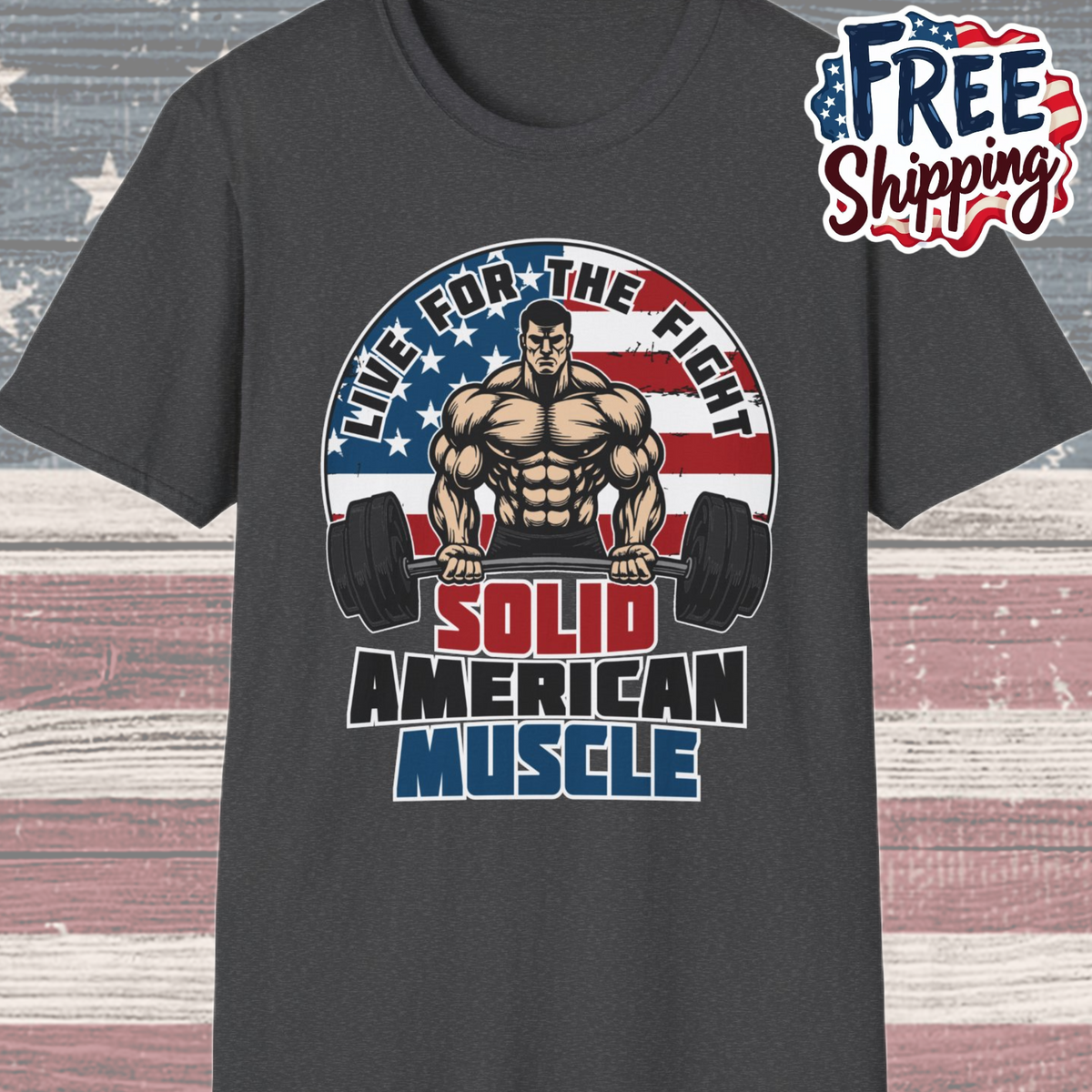 Solid American Muscle - Live for the Fight - Logo T-Shirt