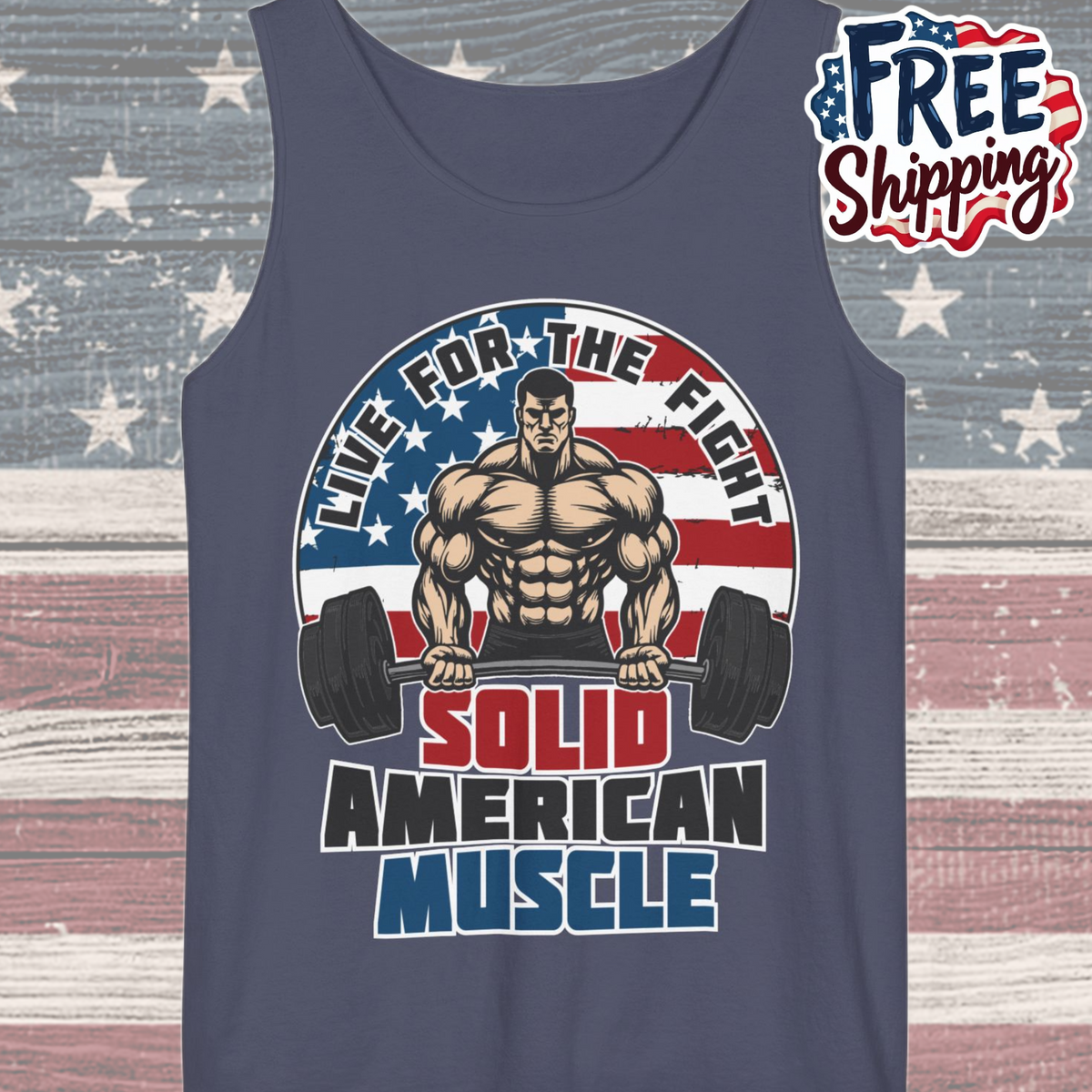 Solid American Muscle - Live For The Fight - Logo - Tank Top