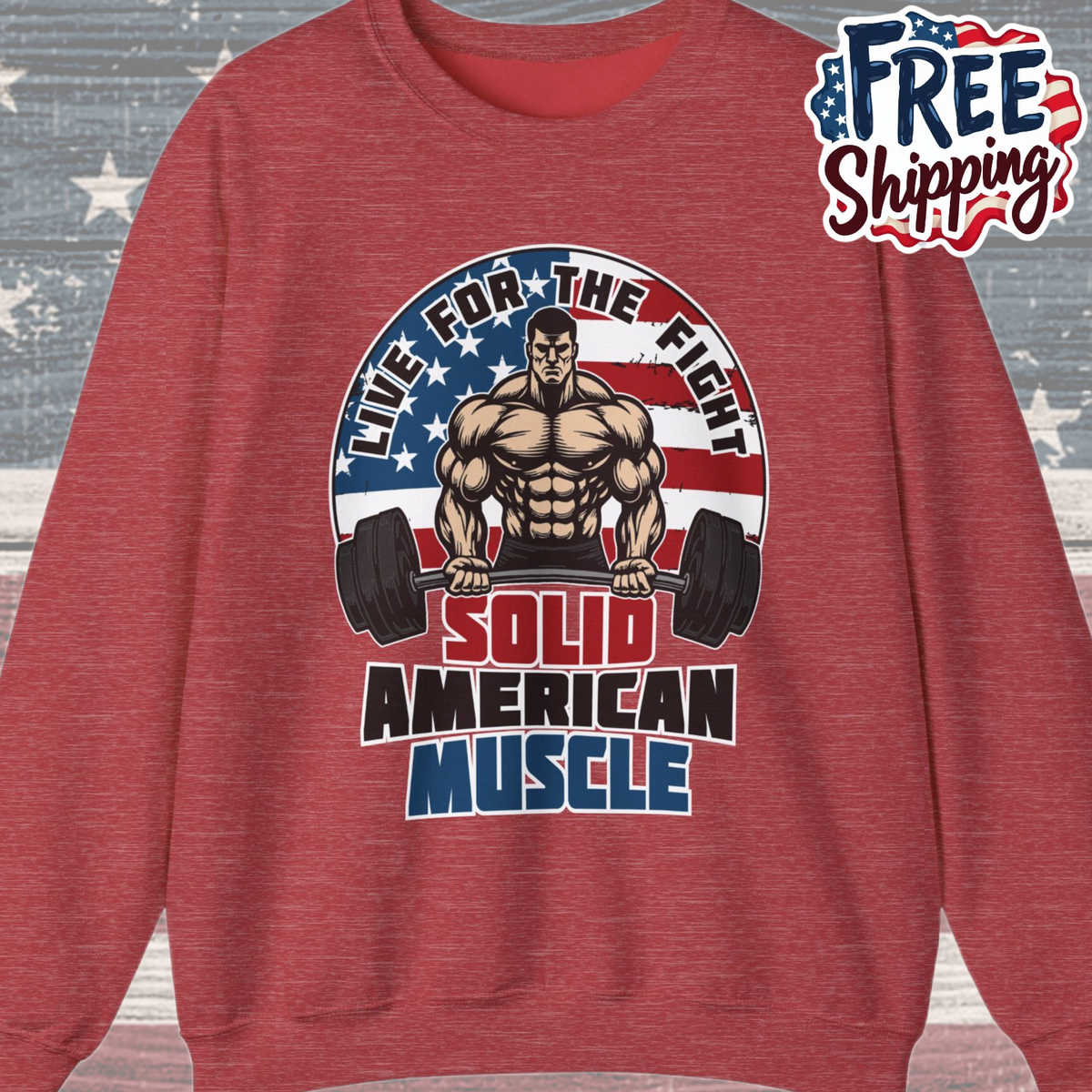 Solid American Muscle - Live for the Fight - Logo Sweatshirt