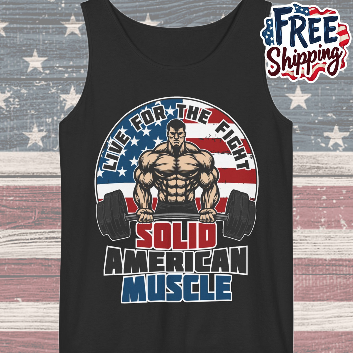 Solid American Muscle - Live For The Fight - Logo - Tank Top