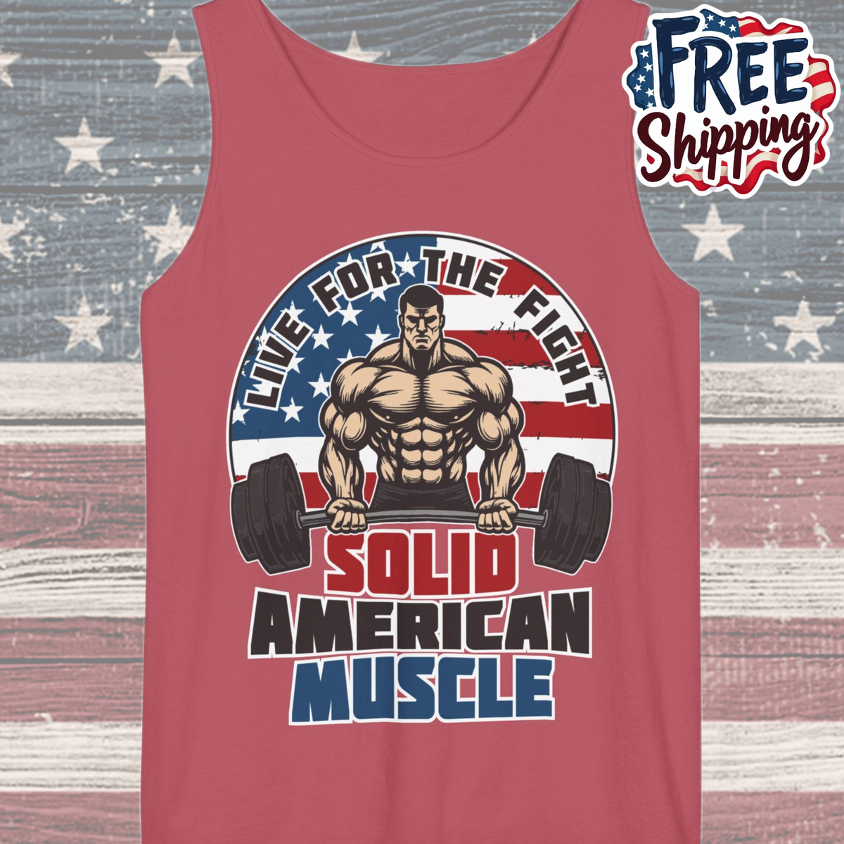 Solid American Muscle - Live For The Fight - Logo - Tank Top