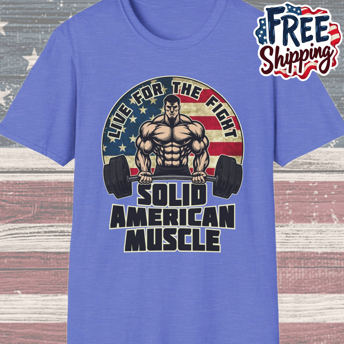 Solid American Muscle - Live for the Fight - Rustic Logo T-Shirt